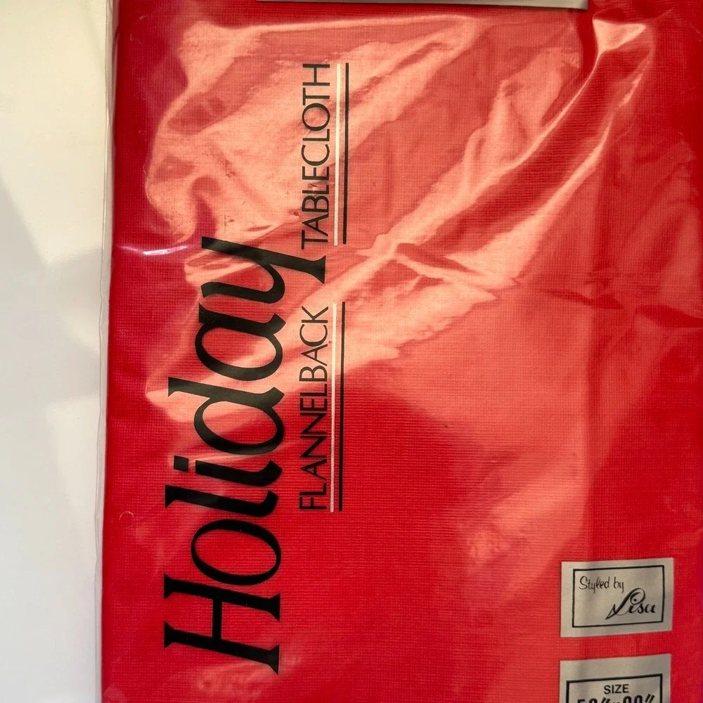 Oblong Flannelback Tablecloth Vinyl Solid Red Holiday Graduation Oblong 52